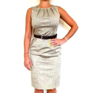 NWT $150 Michael Kors Snakeskin Print Sheath Dress Pleated Neck Fully Lined 12